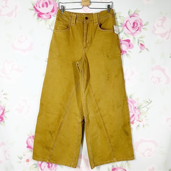 Free People Denim - NEW Free People We The Free Chill Vibes Dropped Wide Leg Khaki Scout Jeans 26